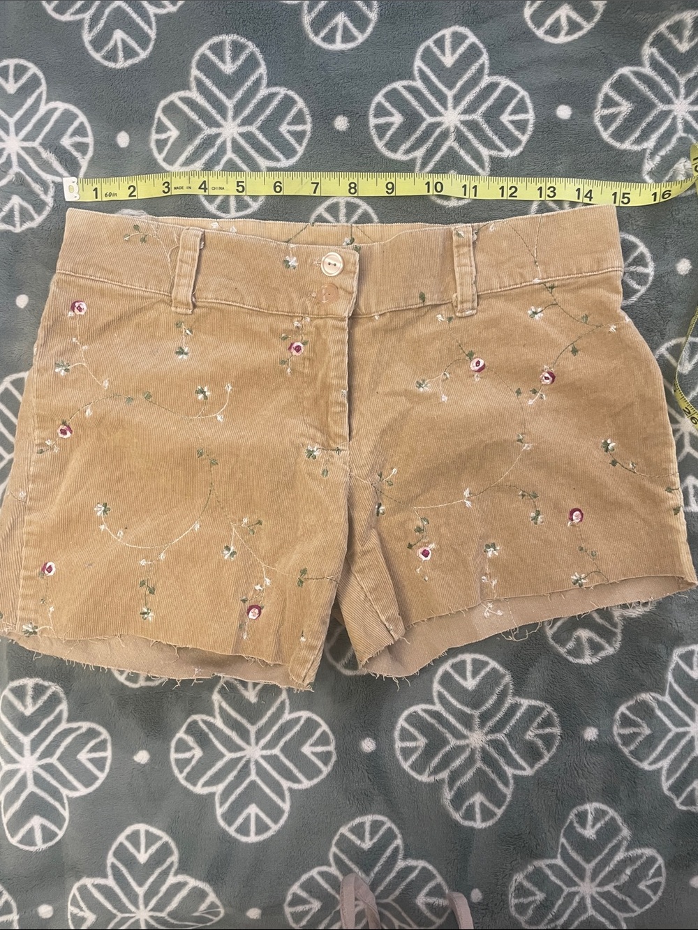 Vintage y2k Selections Embroidered Tan Corduroy Women's Shorts